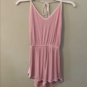 Forever 21 light pink/cream ribbed romper